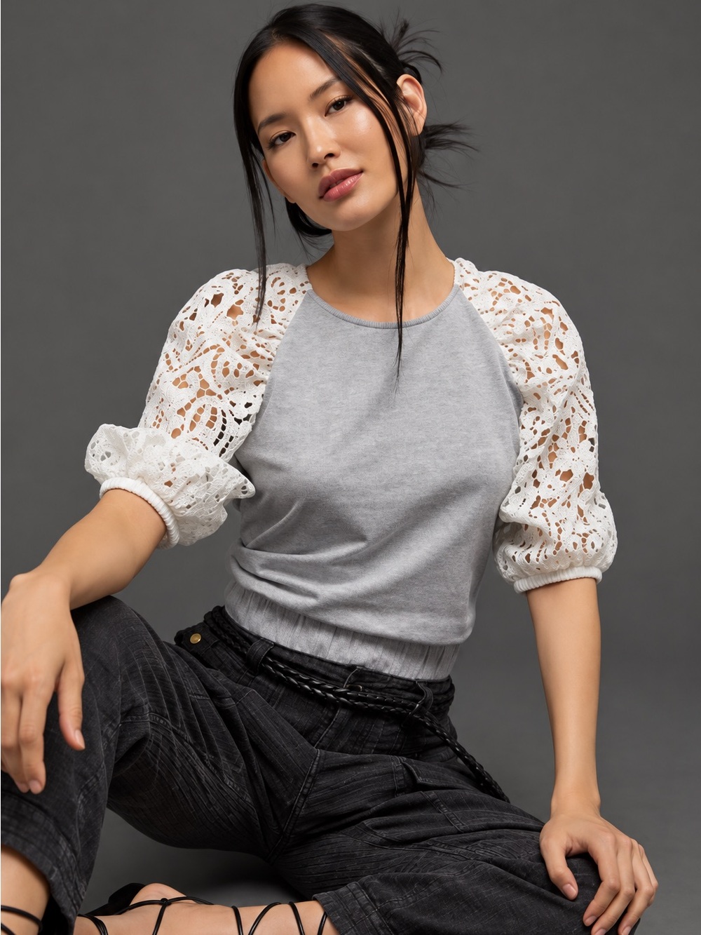 Dolan Lace-Sleeve Sweatshirt